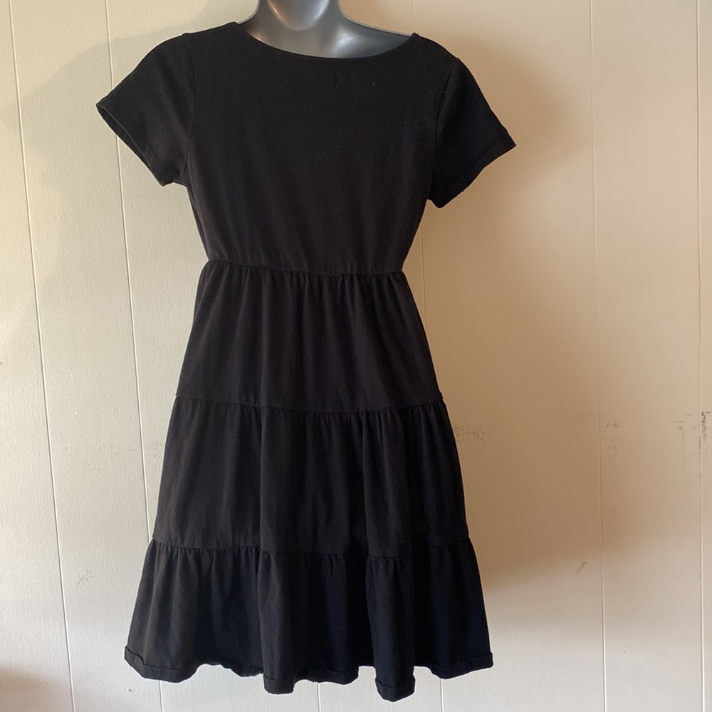 Wild Fable Black Short Sleeve Tiered Knit Babydoll Dress Small - Picture 4 of 8